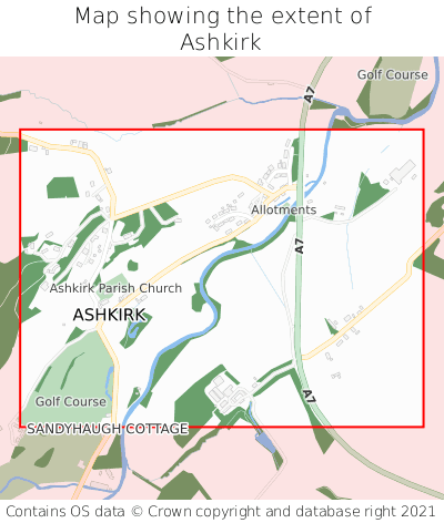 Map showing extent of Ashkirk as bounding box