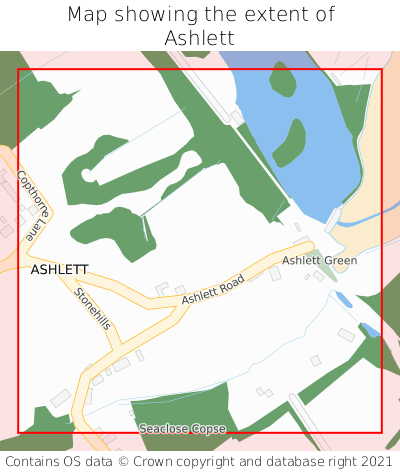 Map showing extent of Ashlett as bounding box