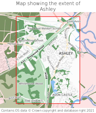 Map showing extent of Ashley as bounding box