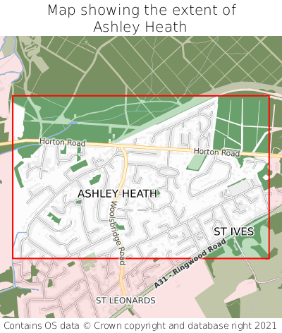 Map showing extent of Ashley Heath as bounding box