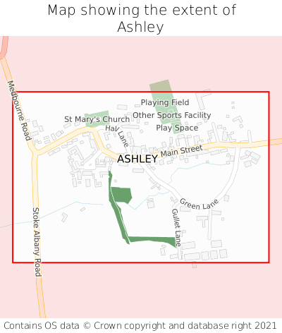 Map showing extent of Ashley as bounding box