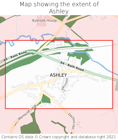 Map showing extent of Ashley as bounding box