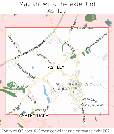 Map showing extent of Ashley as bounding box