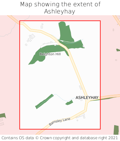 Map showing extent of Ashleyhay as bounding box