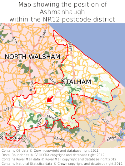 Map showing location of Ashmanhaugh within NR12