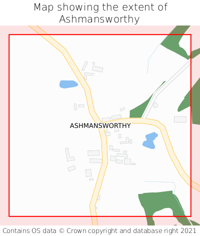 Map showing extent of Ashmansworthy as bounding box