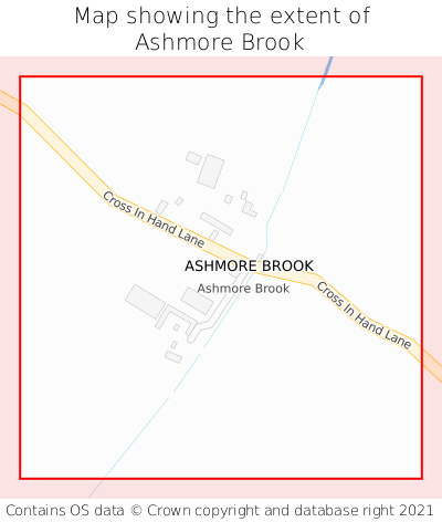 Map showing extent of Ashmore Brook as bounding box