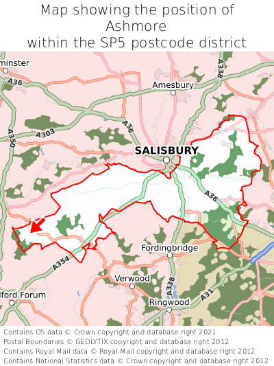 Map showing location of Ashmore within SP5