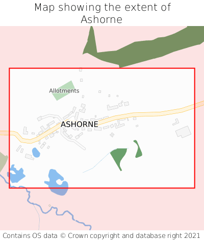 Map showing extent of Ashorne as bounding box