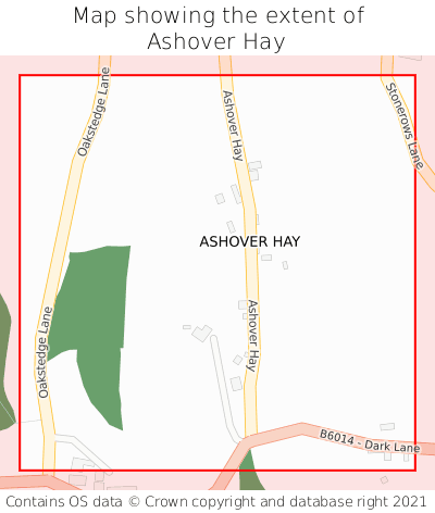 Map showing extent of Ashover Hay as bounding box
