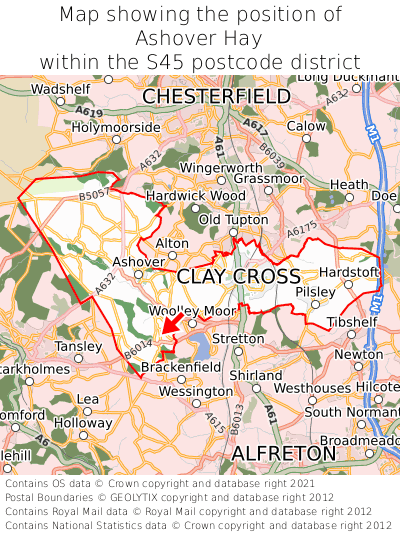 Map showing location of Ashover Hay within S45