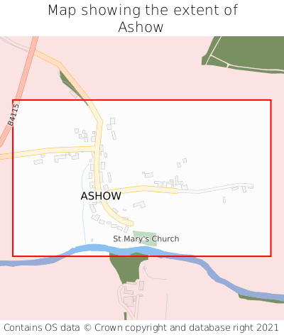 Map showing extent of Ashow as bounding box