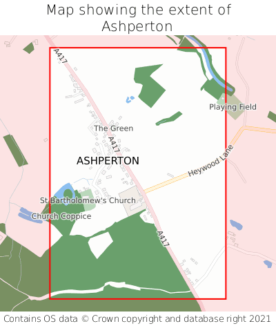 Map showing extent of Ashperton as bounding box