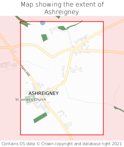 Map showing extent of Ashreigney as bounding box
