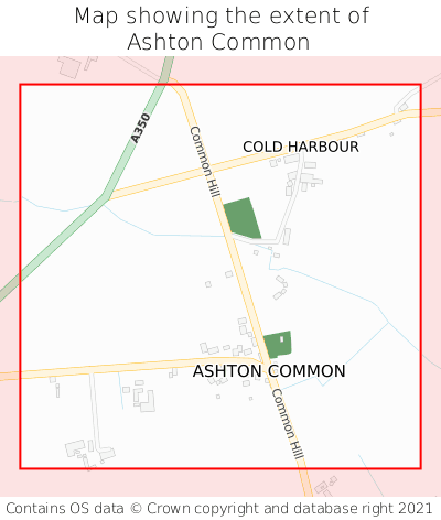 Map showing extent of Ashton Common as bounding box