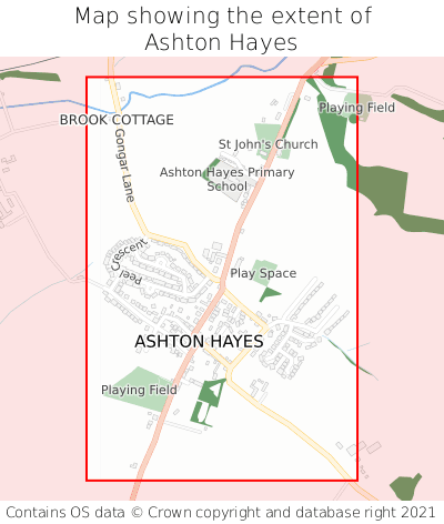 Map showing extent of Ashton Hayes as bounding box