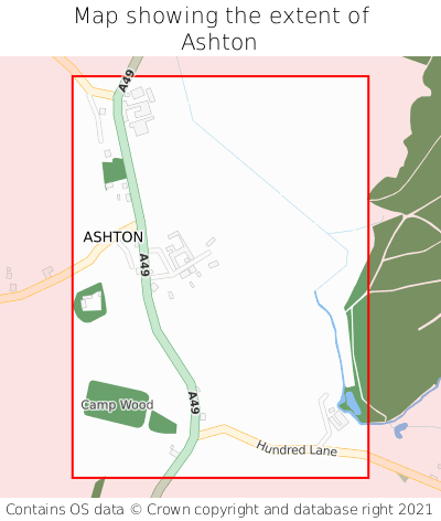 Map showing extent of Ashton as bounding box