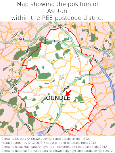 Map showing location of Ashton within PE8