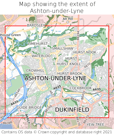 Map showing extent of Ashton-under-Lyne as bounding box