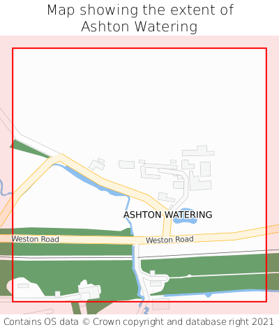 Map showing extent of Ashton Watering as bounding box
