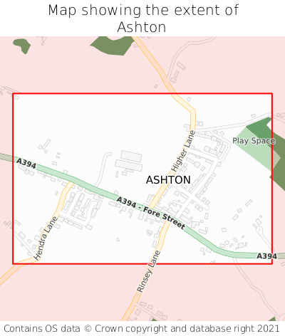 Map showing extent of Ashton as bounding box