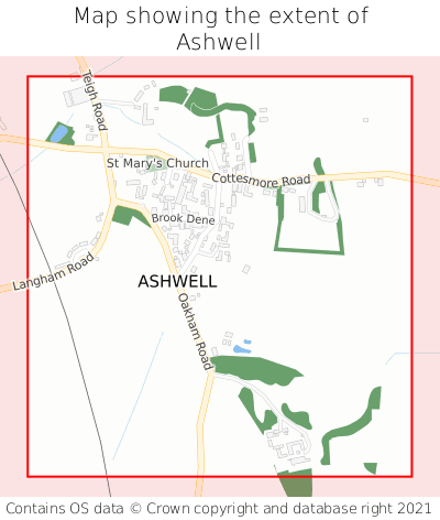 Map showing extent of Ashwell as bounding box