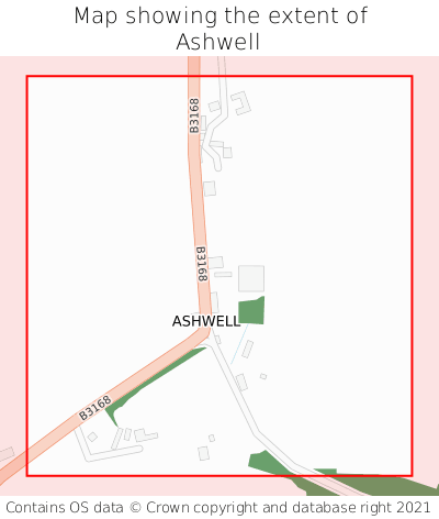Map showing extent of Ashwell as bounding box