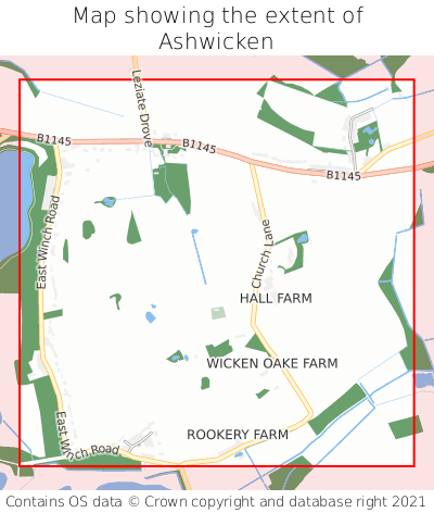 Map showing extent of Ashwicken as bounding box