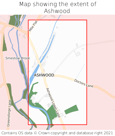Map showing extent of Ashwood as bounding box