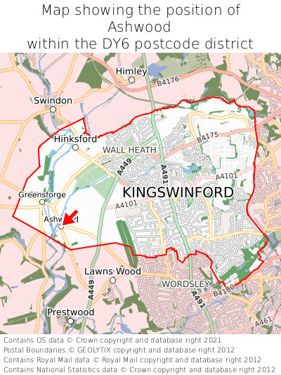 Map showing location of Ashwood within DY6