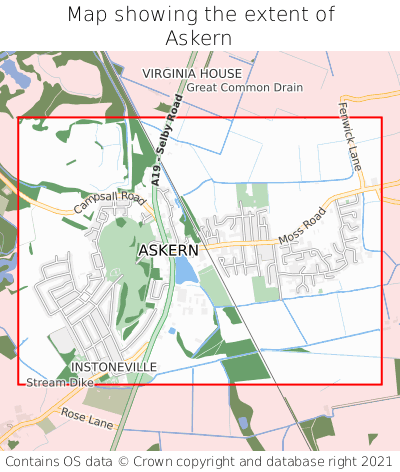 Map showing extent of Askern as bounding box