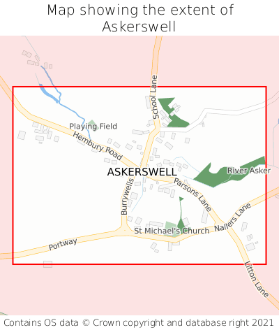 Map showing extent of Askerswell as bounding box