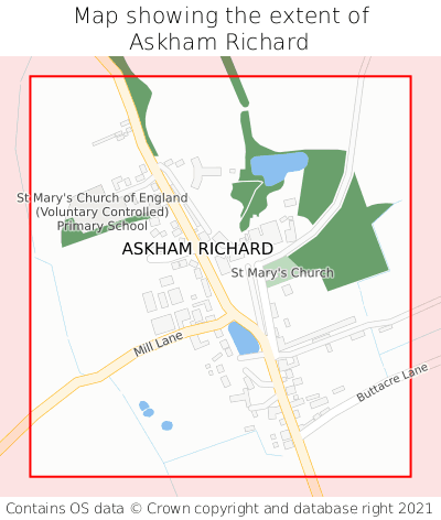 Map showing extent of Askham Richard as bounding box
