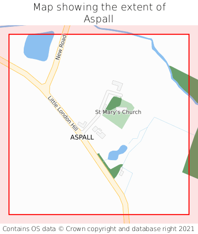 Map showing extent of Aspall as bounding box