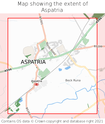 Map showing extent of Aspatria as bounding box