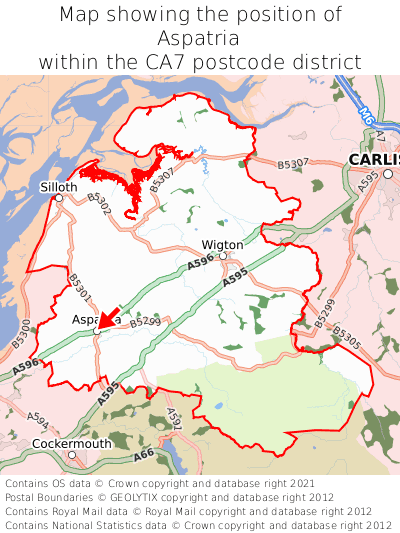 Map showing location of Aspatria within CA7