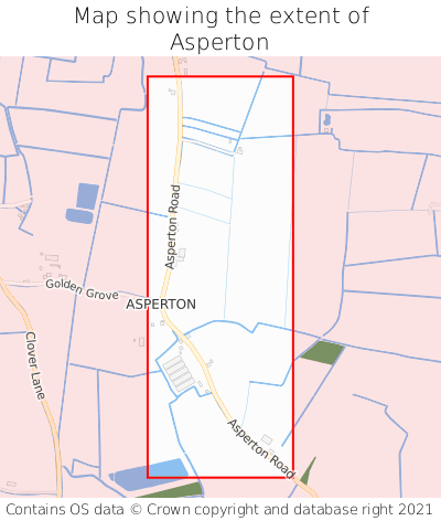 Map showing extent of Asperton as bounding box