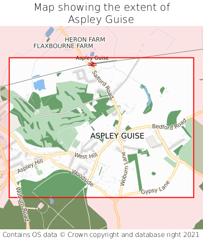 Map showing extent of Aspley Guise as bounding box