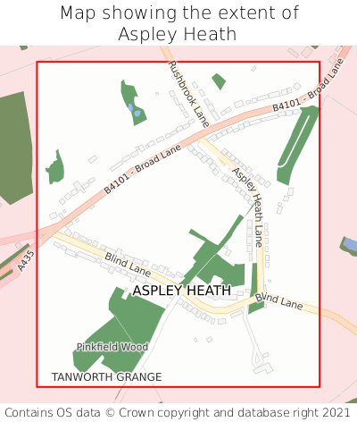 Map showing extent of Aspley Heath as bounding box