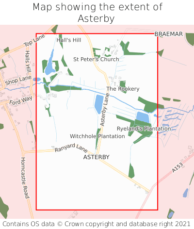 Map showing extent of Asterby as bounding box