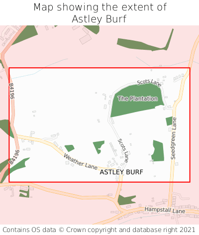 Map showing extent of Astley Burf as bounding box