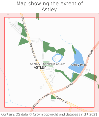 Map showing extent of Astley as bounding box