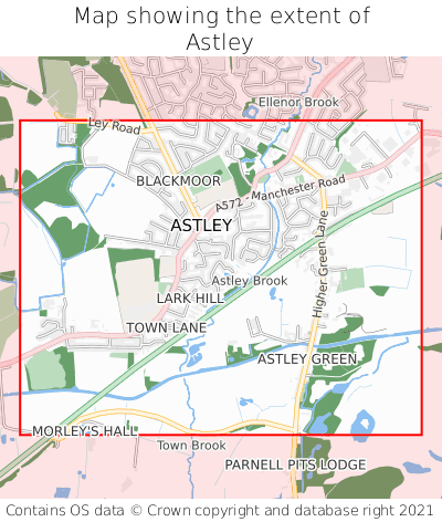 Map showing extent of Astley as bounding box
