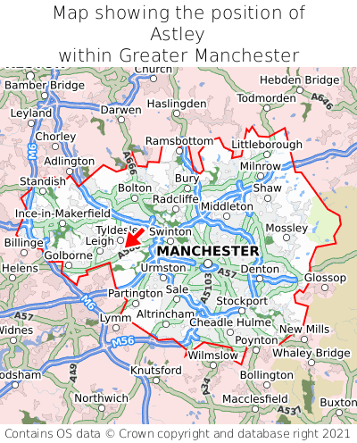 Map showing location of Astley within Greater Manchester