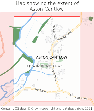 Map showing extent of Aston Cantlow as bounding box