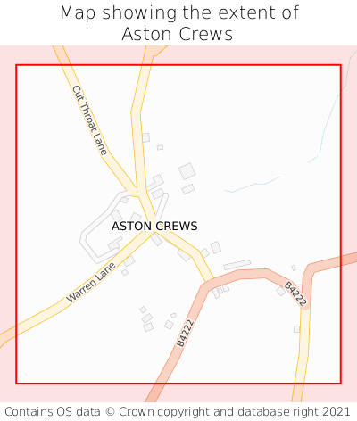 Map showing extent of Aston Crews as bounding box