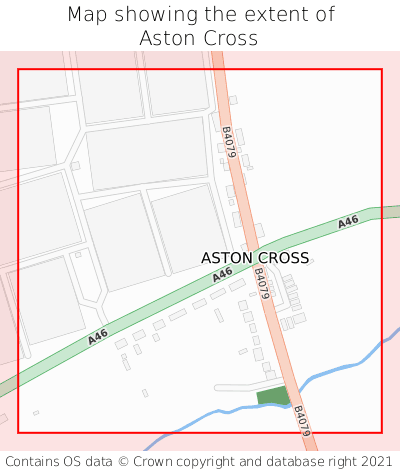 Map showing extent of Aston Cross as bounding box