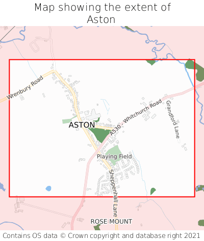 Map showing extent of Aston as bounding box