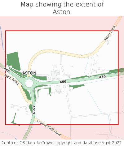 Map showing extent of Aston as bounding box