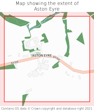 Map showing extent of Aston Eyre as bounding box